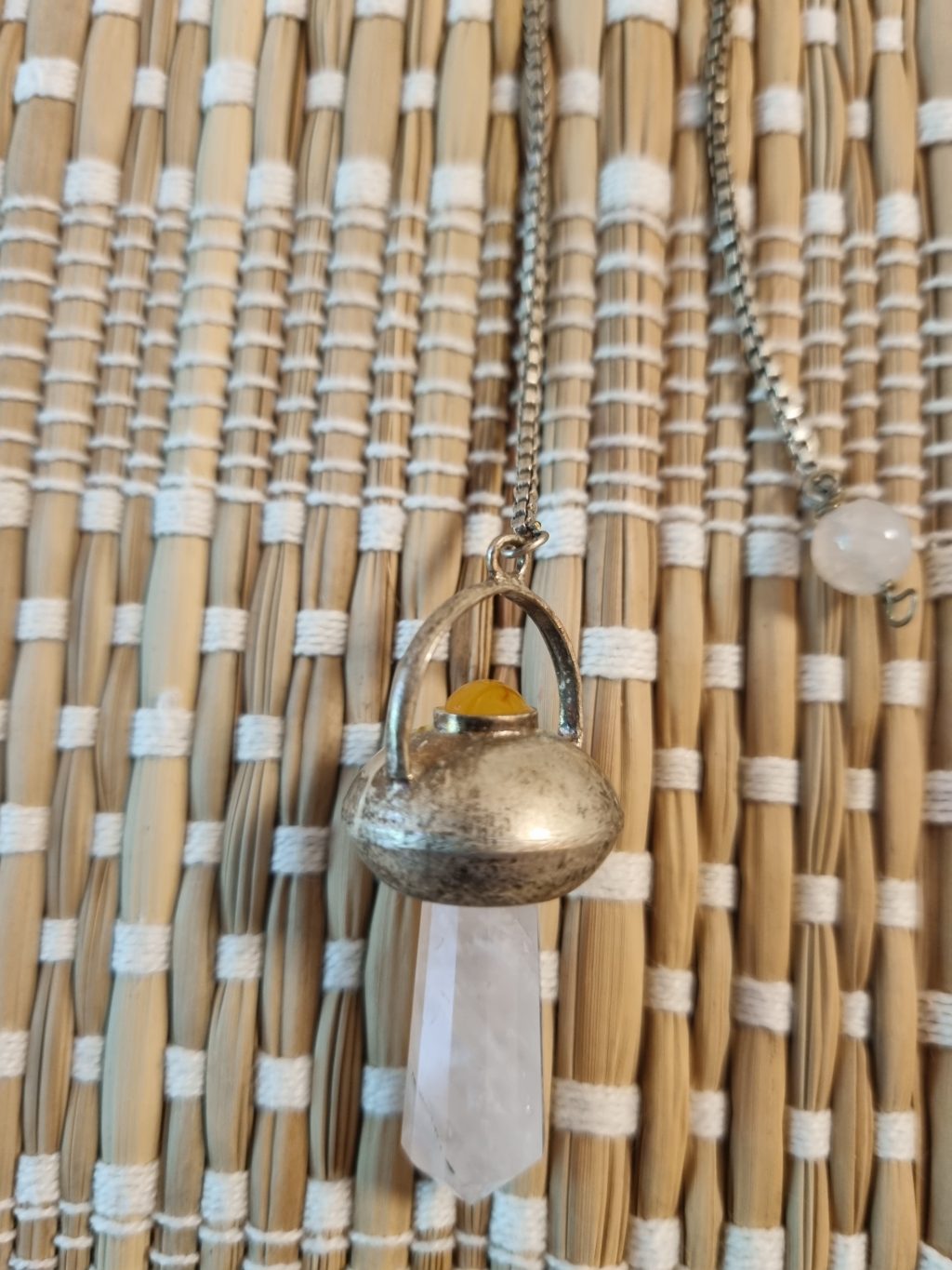 Bergkristal pendel met zilver – Zuivering, balans & helderheid