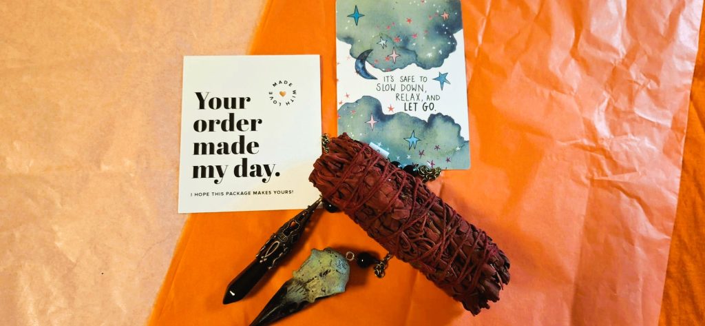 Pendel met Ravenkop + Drakenbloed Smudge Stick | Spiritueel Cadeau