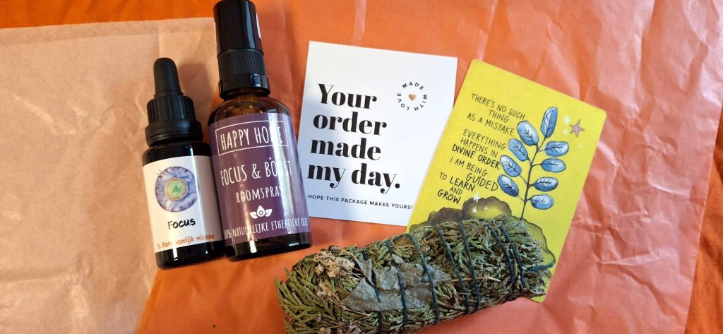 Happy Home Focus & Boost Pakket – Etherische Olie & Smudge Stick voor Focus & Rust