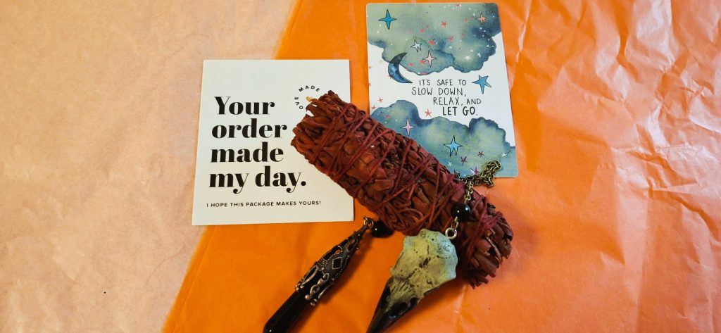 Pendel met Ravenkop + Drakenbloed Smudge Stick | Spiritueel Cadeau - Afbeelding 3